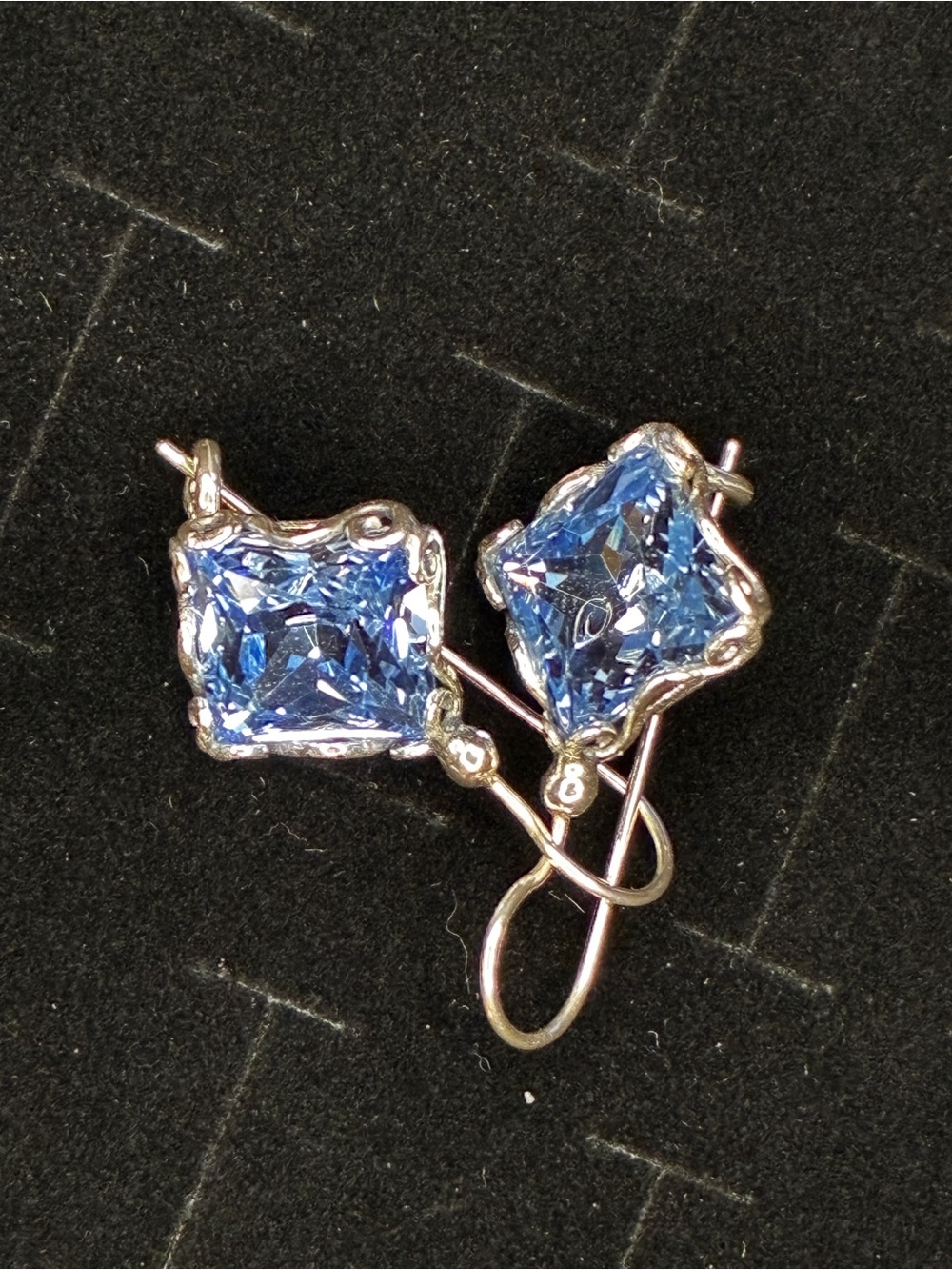 Silpada’s Blue Square-Cut Crystal Drop Earrings, New